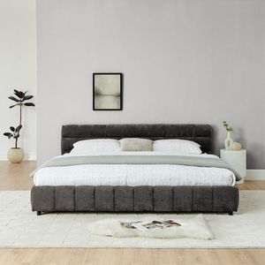 <b>King</b> <b>Size</b> Chenille Fabric Upholstered <b>Bed</b> <b>with</b> Solid Headboard and <b>Drawer</b> Comfortable <b>Bed</b> <b>Frame</b> - Product Image 6