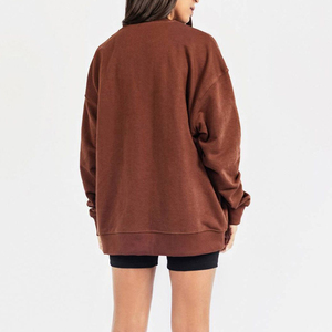 Custom Brown Minimalist Sweatshirts Wholesale Unisex Crew Neck Pullover Fleece Apparel Private Label Hoodies Factory Direct - Product Image 2