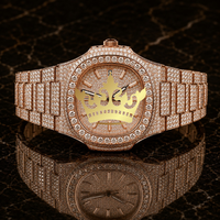 Reloj de Lujo para Hombre con Esfera Azul Cielo, Diamantes Moissanite y Acero Inoxidable |   Corona de Hip Hop con Incrustaciones Completas de Joyas Crownlite
