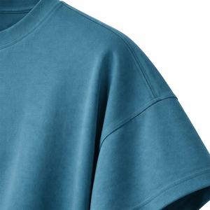 Men's Oversized T-Shirt O-Neck Short Sleeve 100% Cotton Jersey Fabric (300g) Raw-Edge Hem Front Custom Printed <b>Logo</b> for - Product Image 6