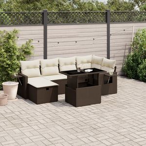Conjunto de Sofás Grandes para Jardín en Ratán PE Marrón con Acero con Recubrimiento en Polvo, Muebles de Exterior Premium - Product Image 1