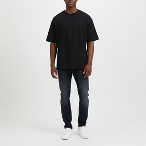 Camiseta Boxy Personalizada 2026 de Alta Calidad, Corte Recto, Fabricación de Camisetas con Logotipo DTG, 100% Algodón Grueso, Camiseta Negra para Hombre - Product Image 5