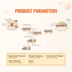 Étagères murales pour chats, perchoirs, plateformes de saut, barrières, arbre à chat, meubles flottants pour chats - Product Image 5