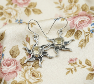 Pure 925 Sterling <b>Silver</b> Citrine Sun Drop <b>Earrings</b> Gold Plated & Rose Gold Celestial Boho Handmade <b>Women</b> Jewelry Gift Design her - Product Image 4