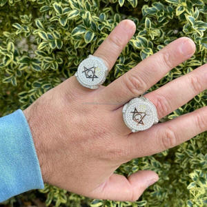 Bague de Franc-Maçon en Moissanite pour Homme, Or Blanc, Symbole Carré et Compas, Luxe, Tendance, Designer Hip Hop - Product Image 5