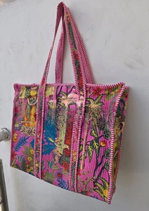 Bolso Tote de Algodón Acolchado Bohemio Hecho a Mano de Alta Calidad con Cierre de Cremallera y Correas para el Hombro, para Todas las Estaciones, Precio de Fábrica - Product Image 3