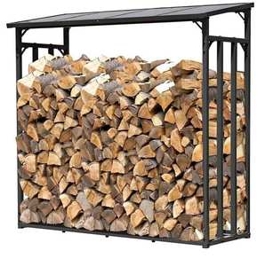 Aluminium Classic Roof Frame <b>Firewood</b> <b>Rack</b> Outdoor Camping Size 70X185X185cm Garden Sets Fireplace Wood Storage Weather - Product Image 1