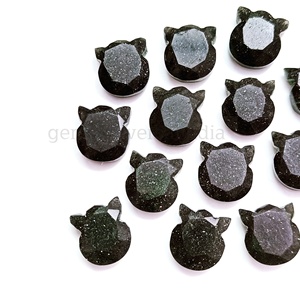 Piedra solar negra natural hecha a mano con forma de gato, abalorios tallados para la fabricación de joyas, escultura de animales de cristal, figuritas de piedra solar a granel - Product Image 2