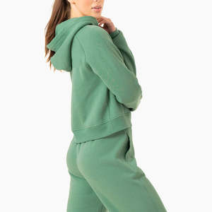 Sudadera con capucha y cremallera para mujer, capa de aire, 300 GSM, suave, manga larga, ropa deportiva, informal, cálida, para exteriores - Product Image 5