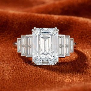 แหวนหมั้นเงินแท้ 925 ประดับเพชรโมอิสซาไนต์ทรง Asscher สไตล์วินเทจอาร์ตเดโค ของขวัญเครื่องประดับเจ้าสาวสำหรับผู้หญิง สหรัฐอเมริกา - Product Image 2