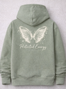 Sweat-shirt à capuche vert en coton doux – Motif papillon « Energy » – Pull confortable unisexe pour le confort et des vibrations positives - Product Image 3