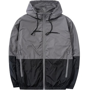 Wholesale Custom Design <b>Thin</b> Hiking <b>Waterproof</b> Canvas Windbreaker <b>Jacket</b> Two Tone Zipper Front Outdoor Sports Oversize - Product Image 1