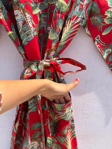 Bata de Baño Kimono de Algodón Floral para Mujer, Hecha a Mano con Estampado de Bloques, Estilo Boho, para Verano, Spa y Descanso, Regalo - Product Image 3