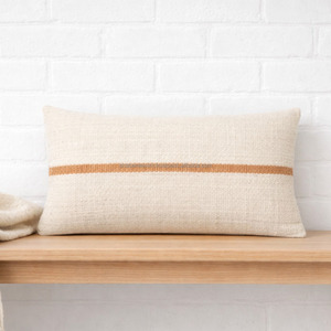 Mid Striped Woven Lumbar 12X20 Cushion Cover Indian Handmade Durable Elegant <b>Sofa</b> <b>Chair</b> <b>Bed</b> Decor Handwoven Pillowshams - Product Image 2