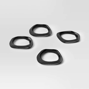 Ensemble de 4 anneaux de serviette en métal noir, décoration de table sculpturale géométrique moderne - Product Image 6