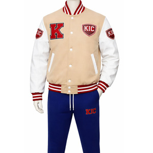 Custom Logo Chenille Patch Men’s Varsity <b>Jacket</b> 100% Wool Body White Leather Sleeves Letterman Baseball Bomber <b>Jacket</b> - Product Image 1