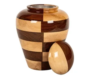 Tall Artistic Wooden Cremation Urn with Gloss Finish Natural Flowing Grain and Elegant <b>Memorial</b> <b>Form</b> Eight - Product Image 2