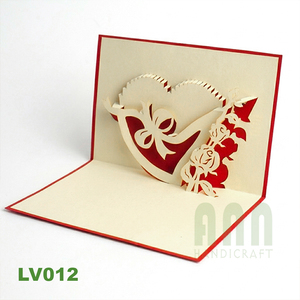 Carte d'invitation de mariage ou de la Saint-Valentin 3D en forme de cœur, faite à la main par ANN HANDICRAFT, avec enveloppe découpée, impression personnalisée, papier d'amour - Product Image 3
