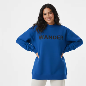 Customized Stylish Contrast Mock <b>Neck</b> Sweatshirt for Women High Collar with Front Logo Winter Mockneck Sweatshirt - Product Image 1