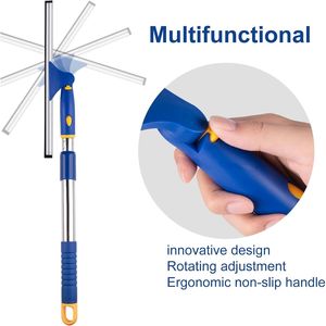 Serpillère de douche extensible tout usage en acier inoxydable avec 2 lames pour nettoyer les portes vitrées - Product Image 2