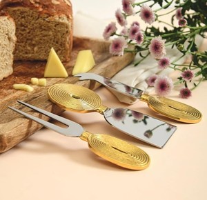 Luxury Gold <b>Cheese</b> <b>Knife</b> <b>Set</b> Durable Stainless Steel Slicer & Serving Tools Premium Copper Handle for <b>Cheese</b> Cake Butter - Product Image 3