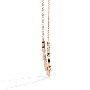 10K 14K 18K <b>Rose</b> Gold Intricate Intertwined Vine Twist Pattern Set with Shimmering Lab Grown Diamonds <b>Infinity</b> Wave Necklace - Product Image 4