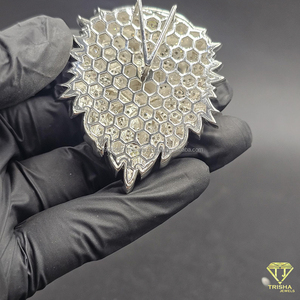 Broche con Colgante de Cabeza de Águila con Diamantes Majestuosos en Oro Blanco, Joyería de Lujo - Product Image 6