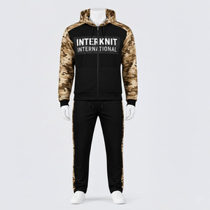 Conjunto Deportivo Interknit International para Hombre, Sudadera con Capucha y Pantalones de Camuflaje con Cierre Completo, Ropa Urbana para Otoño - Product Image 1