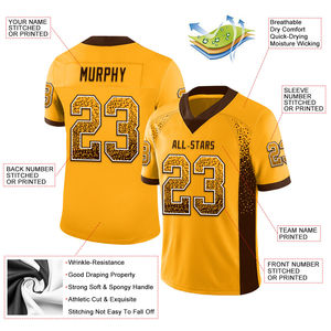 Nueva Camiseta de Fútbol Americano para Hombre, Diseño Personalizado con Logotipo Impreso, Color Dorado, Marrón y Blanco, Malla Transpirable de Secado Rápido, Tallas Grandes - Product Image 2