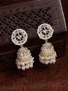 Pendientes de Araña Chapados en Oro con Aleación, Perlas de Imitación, Borlas, Forma de Flor Vintage, Cristales de Imitación, para Mujer, Boda - Product Image 5