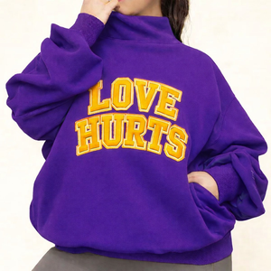 Pull en molleton à col roulé surdimensionné pour femme, avec logo frontal, coupe décontractée, manches longues, idéal pour l'hiver et le quotidien - Product Image 1