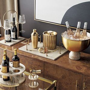 Accessoires de bar élégants, seau à glace métallique, shaker à martini, refroidisseur à vin, décoration de table luxueuse pour recevoir, outils de bar design. - Product Image 5