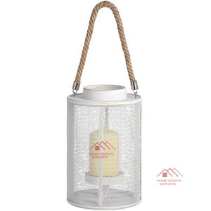 ตะเกียงโลหะเคลือบสีเทาพร้อมหูจับแบบเชือก งานแฮนด์เมด - Product Image 2