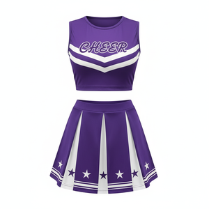 Conjunto de Uniforme de Animadoras Deportivas Zabex Personalizado para Mujer, Falda Plisada, Top Corto, Traje de Baile, Transpirable, Poliéster/Algodón - Product Image 2