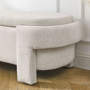 Panca Imbottita in Tessuto di Lino Beige con Ampio Spazio di Archiviazione 51,5 X 20,5 X 17 per Soggiorno, Ingresso, Camera da Letto - Product Image 3