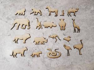 Ensemble de 9 figurines d'animaux en bois, décorations murales faites à la main, projets de bricolage pour la décoration intérieure, animaux en MDF découpés au laser - Product Image 3