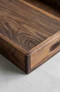 Natural Walnut Wood Serving <b>Tray</b> Wooden Food Plate Rectangular <b>Dinner</b> <b>Tray</b> with Raised Edge for Home Restaurant - Product Image 4