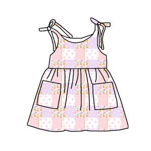 Vestidos para Niñas de 0 a 16 Años, Ropa Infantil de Boutique al por Mayor, Estilo Casual, Tela Suave, Estampado Personalizado, Bolsillos con Cordón - Product Image 3