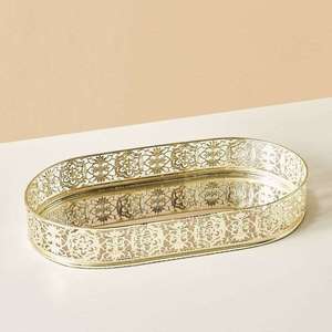 Home Hotel or Restaurant Custom Size for Serving Food at the <b>Table</b> Laser Cutting Rose Gold <b>Round</b> Metal <b>Tray</b> - Product Image 6