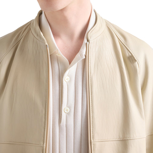 Men's genuine Leather Zip <b>Jacket</b> Luxury Lambskin Blouson <b>Jacket</b> premium Leather Outerwear Custom OEM private label manufacturer - Product Image 4
