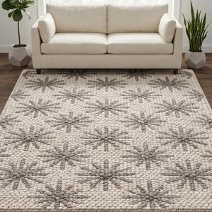 Handwoven <b>Cream</b> <b>Grey</b> Solid Color Wool Anti-Slip Modern Minimalist Area <b>Rug</b>-Home & Commercial Use Floor Carpet - Product Image 4