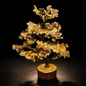 Árbol de Citrino Hecho a Mano al por Mayor, Árbol de Dinero con Alambre Dorado y Plateado, Decoración Feng Shui para el Hogar - Product Image 6