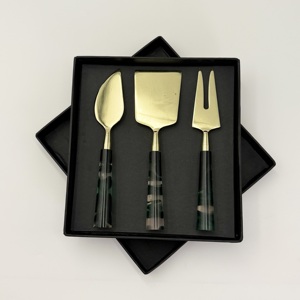 Stainless Steel Gold Finished With Handmade Black Resin Handle <b>Cheese</b> Tools <b>set</b> Decorative <b>Cheese</b> <b>Set</b> - Product Image 1
