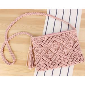 Bolso de Mano de Macramé con Cuerda de Seda Estilo Boho, Tejido a Mano, con Nudos, Cierre Magnético Plegable, para la Playa, Fiestas Nocturnas, Moda - Product Image 5