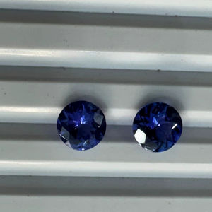 Natural Blue Tanzanite Round Cut Faceted Loose Gemstones 2 Pcs Lot Wholesale Supply Multiple Sizes for Fine Jewelry Making - Product Image 1