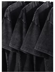 เสื้อยืดผู้ชายทรงปกติ สไตล์เรโทร ผ้าฝ้ายถัก 100% ซักแล้ว ให้ความรู้สึกแบบดิสเทรส น้ำหนัก 230 กรัม เป็นมิตรต่อสิ่งแวดล้อม สตรีทแวร์ สีดำ สั่งซื้อขั้นต่ำน้อย - Product Image 5