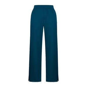 Pantalones anchos de cintura media para mujer, color verde liso, de crepé, corte holgado, largo completo, cintura elástica, estilo casual de invierno, antiarrugas. - Product Image 5