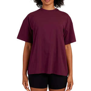 T-shirt ample à épaules tombantes pour femme, décontracté, à manches courtes, col rond, avec poches, fabrication OEM ODM, vente en gros - Product Image 1
