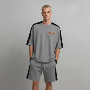 OEM/ODM Conjunto de 2 piezas para hombre, 100% algodón, con logotipo impreso en serigrafía personalizado, corte holgado, hombros caídos, transpirable y ecológico. - Product Image 1