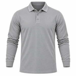 Wholesale <b>Men</b> Long Sleeve Polo <b>Shirt</b> Breathable Cotton Golf <b>Shirt</b> Solid Color Custom <b>Mens</b> Business Casual Polo <b>Shirt</b> - Product Image 1